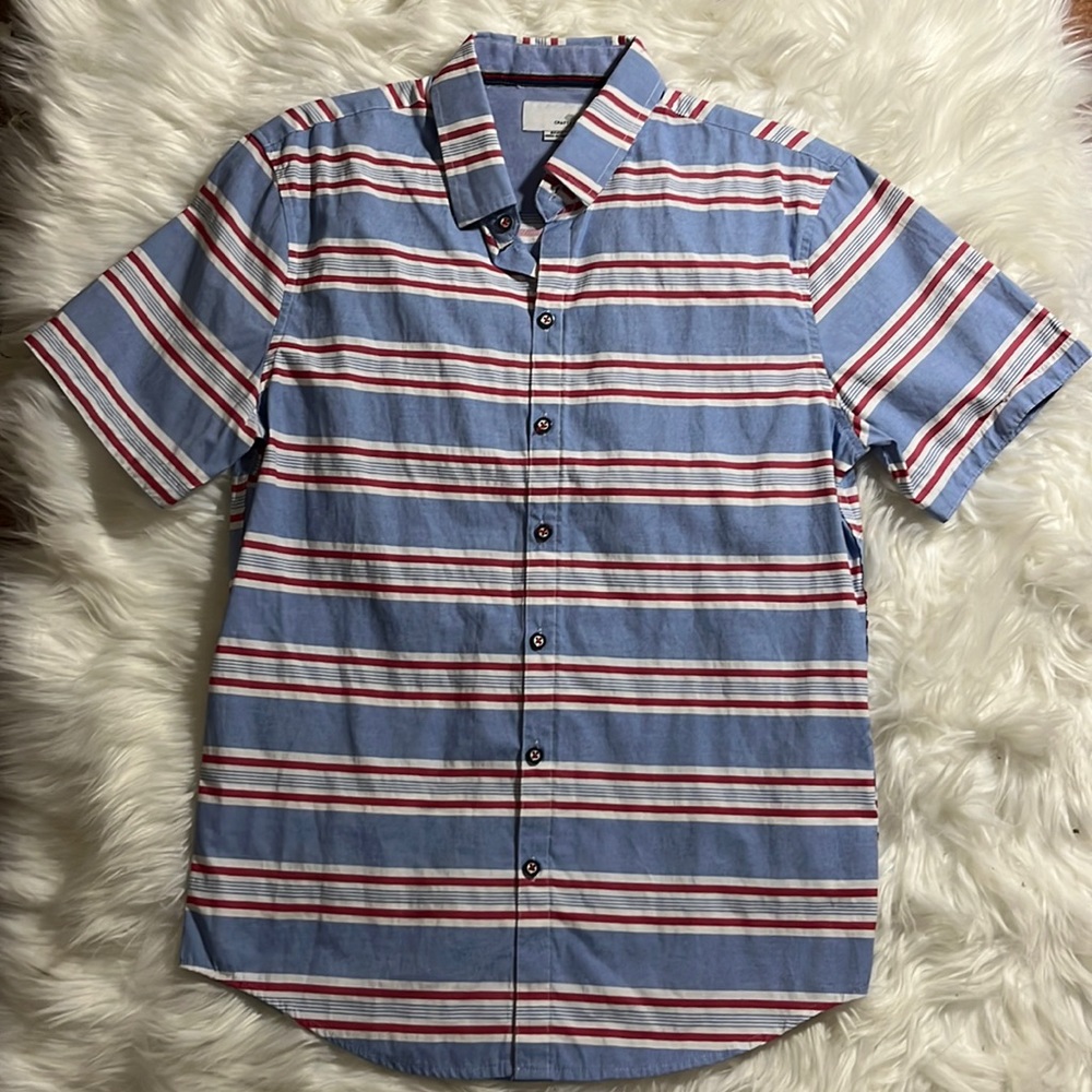 Striped short sleeve button up